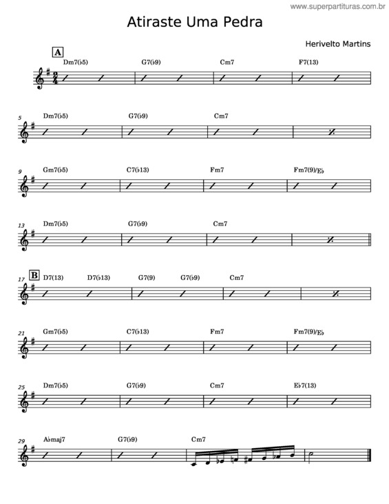 Partitura da música Atiraste Uma Pedra v.2