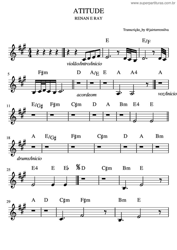 Partitura da música Atitude v.2