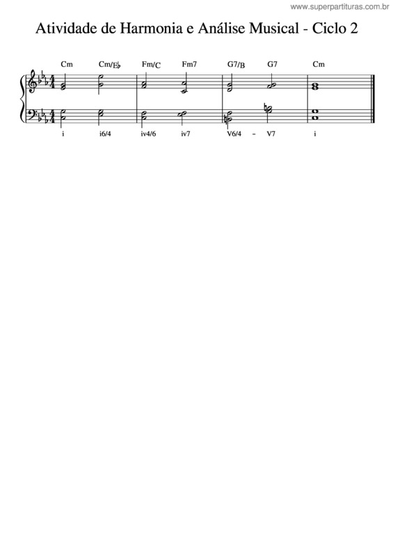 Partitura da música Atividade De Harmonia E An Lise Musical Ciclo 2