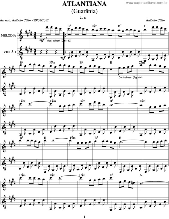 Partitura da música Atlantiana