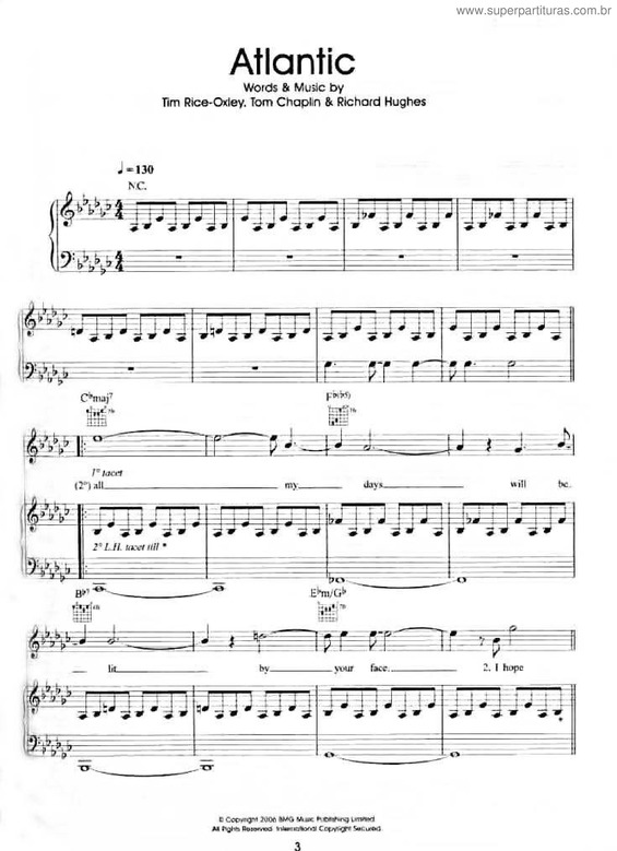 Partitura da música Atlantic