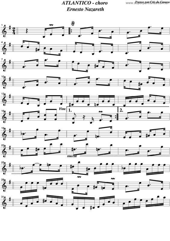 Partitura da música Atlântico v.3