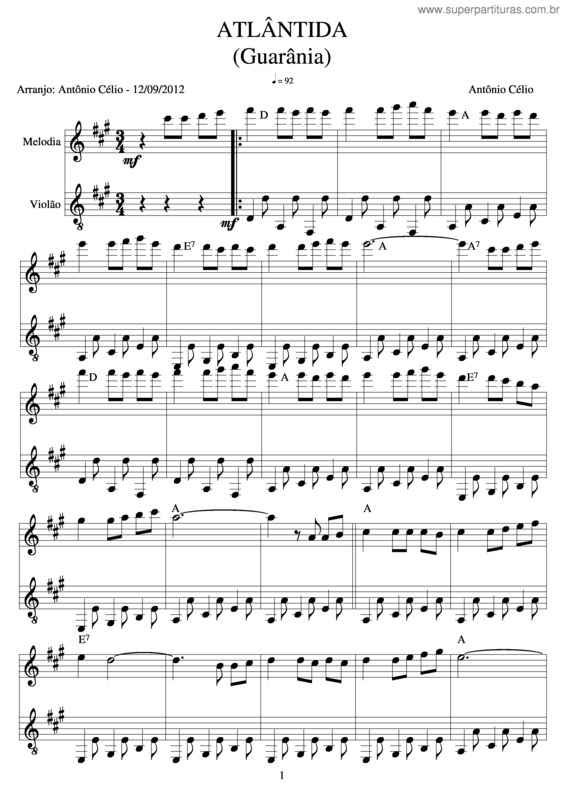 Partitura da música Atlântico v.5