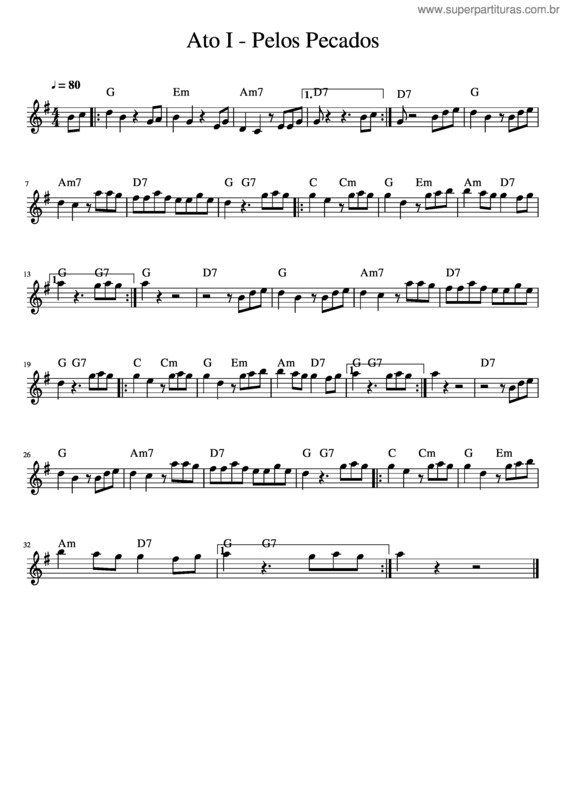 Partitura da música Ato Pelos Pecados