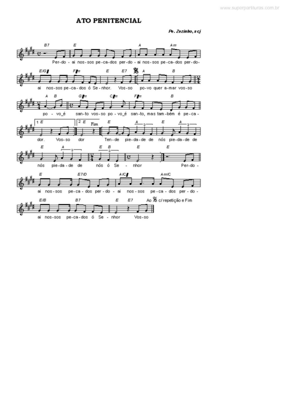 Partitura da música Ato Penitencial