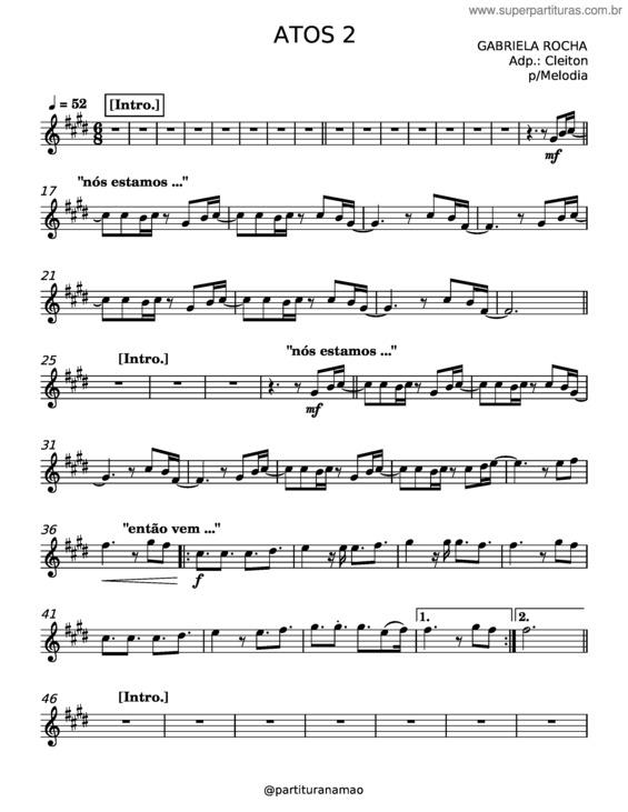 Partitura da música Atos 2 – Gabriela Rocha v.2