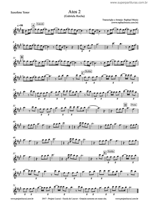 Partitura da música Atos 2 v.2