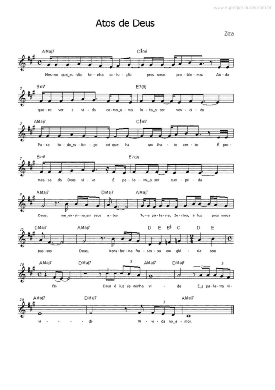 Partitura da música Atos de Deus