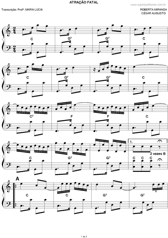 Partitura da música Atração Fatal