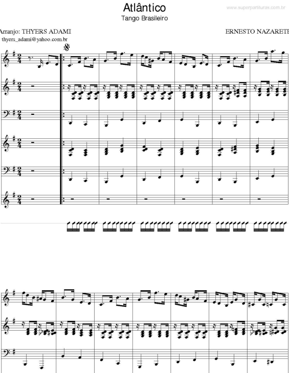 Partitura da música Atrântico