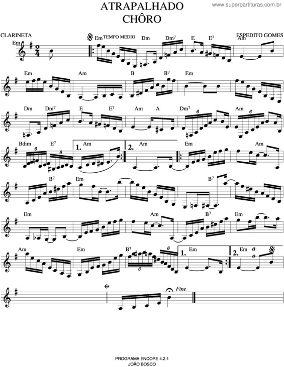 Partitura da música Atrapalhado