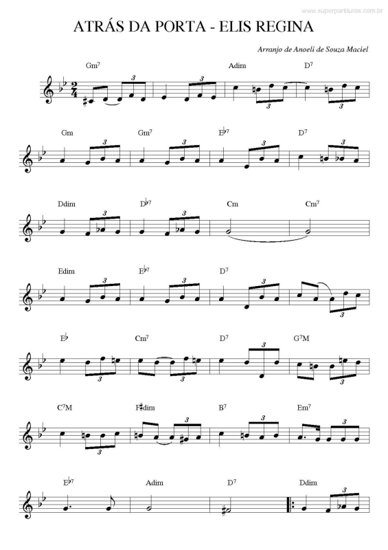 Partitura da música Atrás da Porta