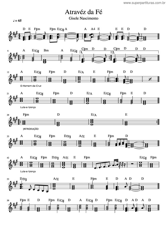 Partitura da música Atravéz Da Fé
