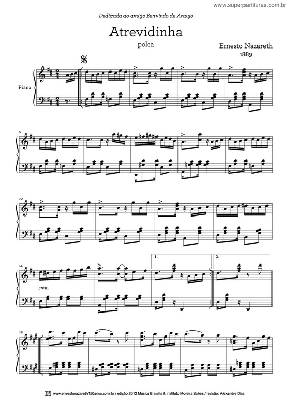 Partitura da música Atrevidinha v.2