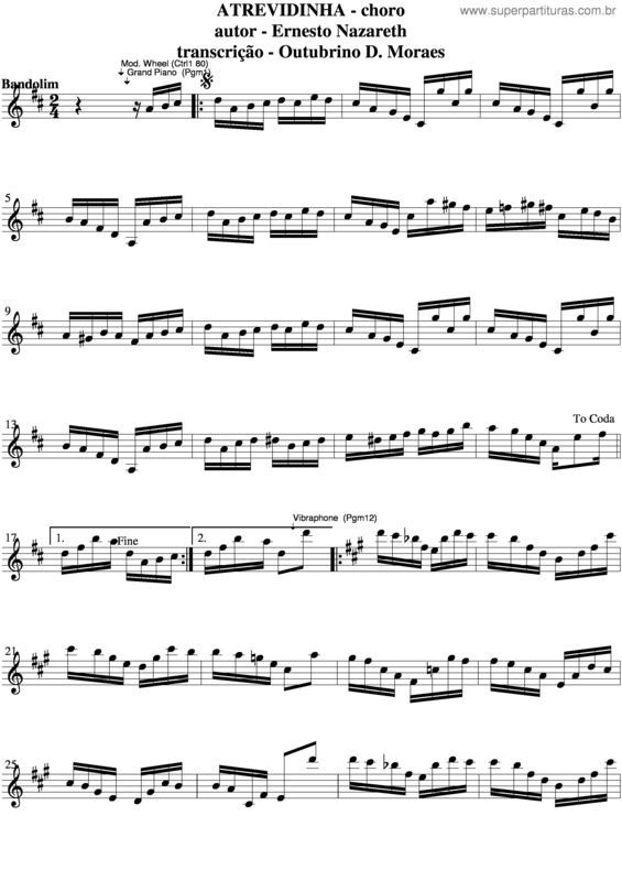 Partitura da música Atrevidinha v.6