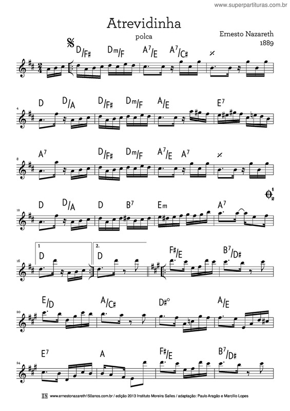 Partitura da música Atrevidinha