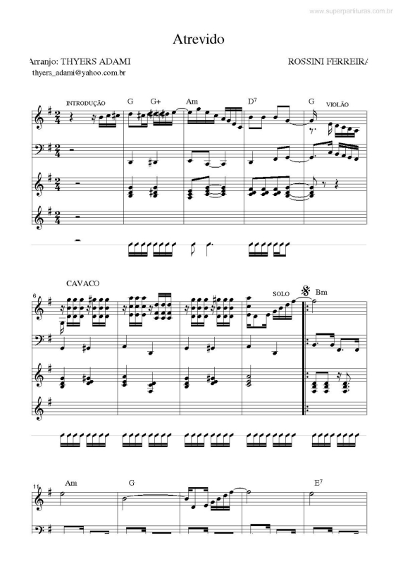 Partitura da música Atrevido