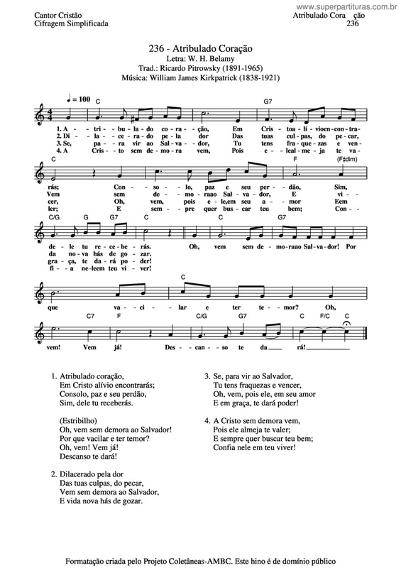 Partitura da música Atribulado Coração v.2