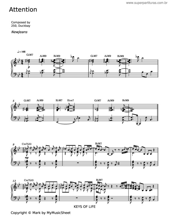 Partitura da música Attention – Newjeans v.2
