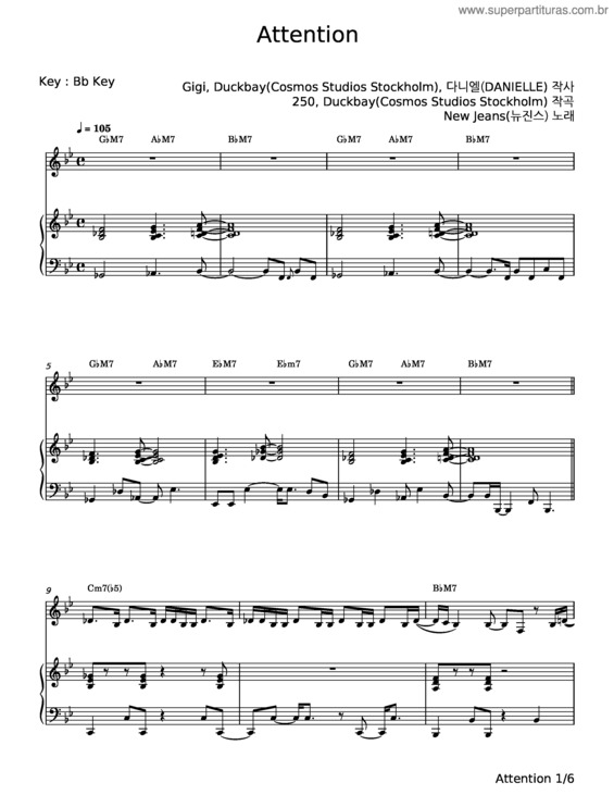 Partitura da música Attention – Newjeans v.3