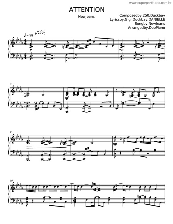 Partitura da música Attention – Newjeans v.4