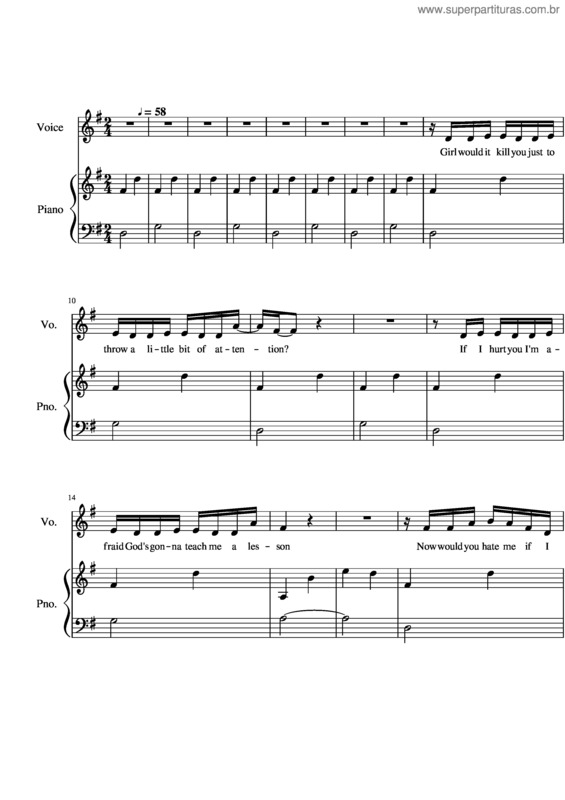 Partitura da música Attention v.11