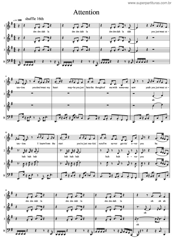 Partitura da música Attention v.16
