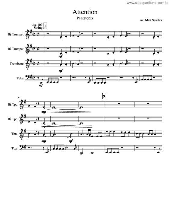 Partitura da música Attention v.2