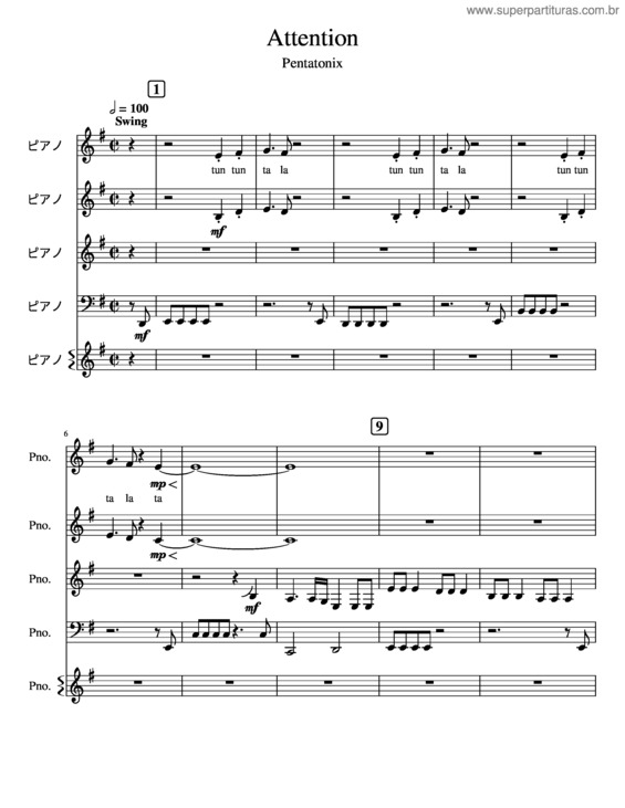 Partitura da música Attention v.3