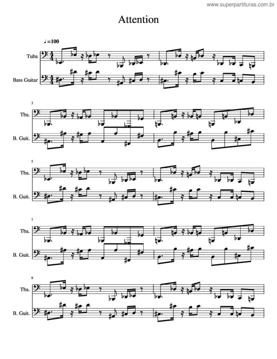 Partitura da música Attention v.4