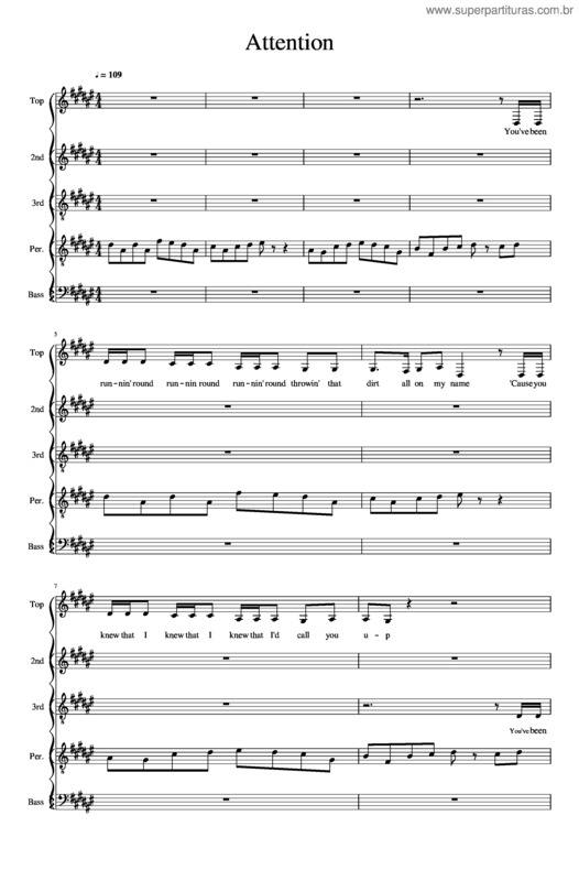 Partitura da música Attention v.5