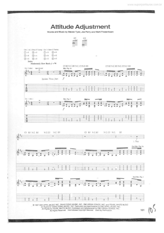 Partitura da música Attitude Adjustment