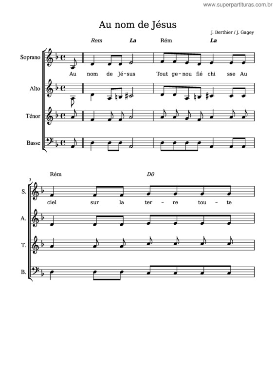 Partitura da música Au Nom De Jésus – Jacques Berthier Au Nom De Jésus