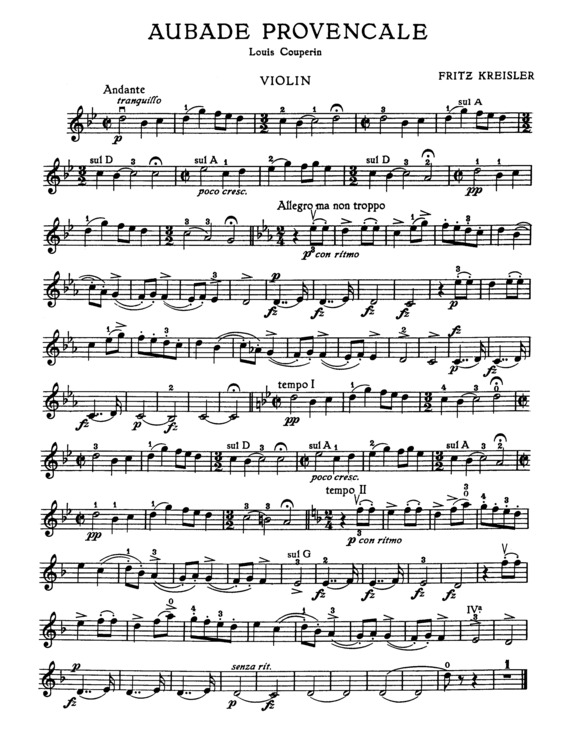 Partitura da música Aubade Provencale