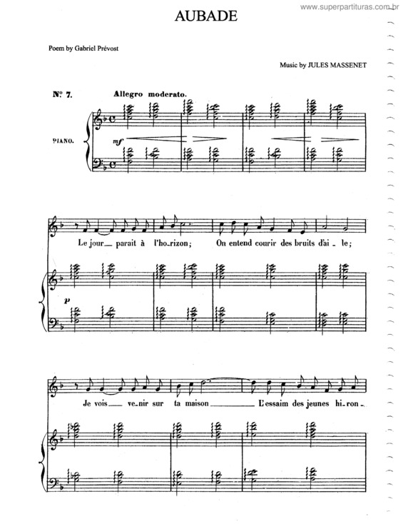 Partitura da música Aubade