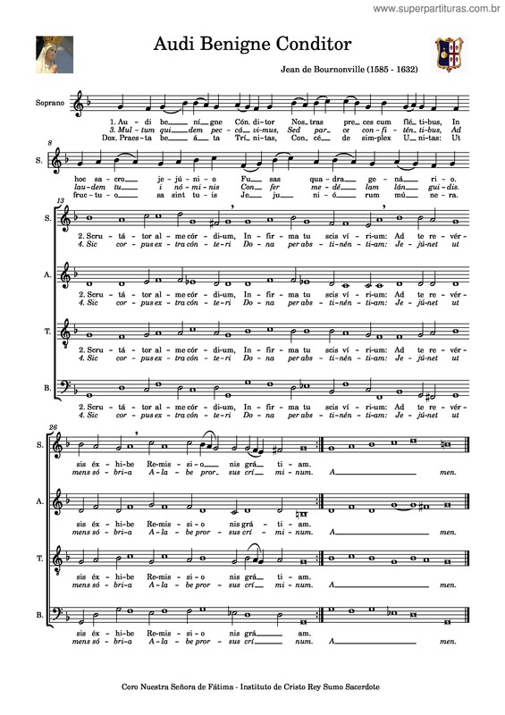 Partitura da música Audi Benigne Conditor – Jean De Bournonville