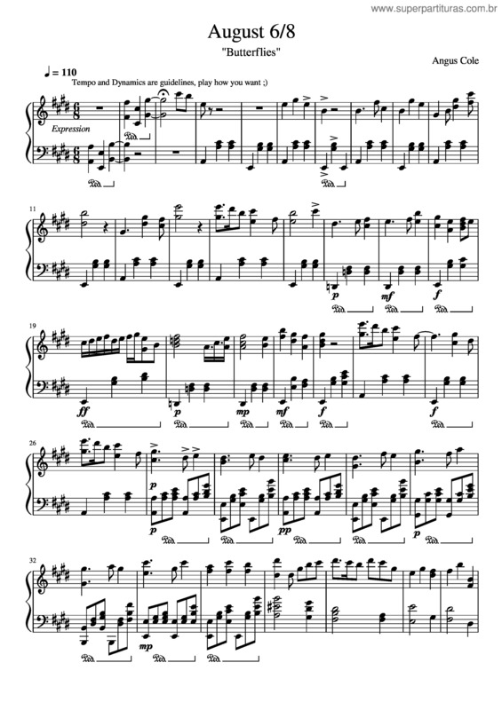Partitura da música August 6/8