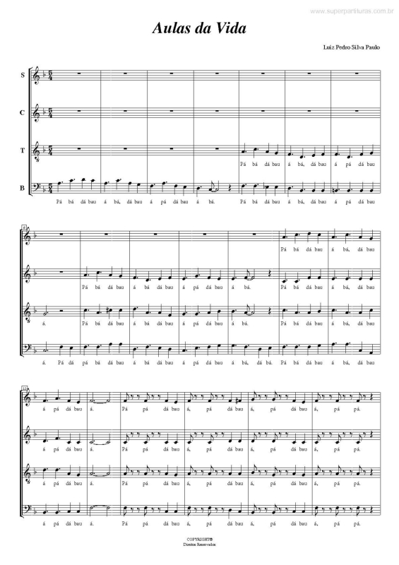 Partitura da música Aulas da Vida