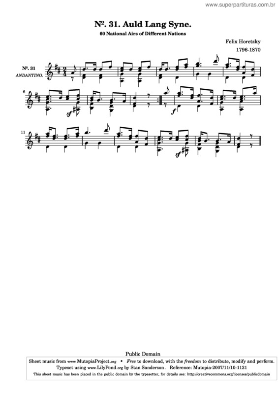 Partitura da música Auld Lang Syne v.2