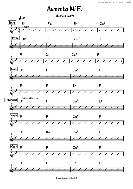Partitura da música Aumenta Mi Fe Bb