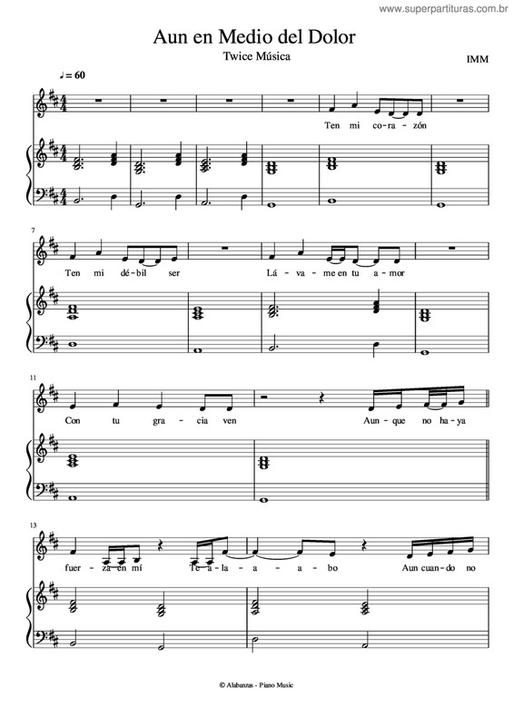 Partitura da música Aun En Medio Del Dolor