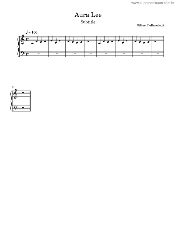 Partitura da música Aura Lee v.4