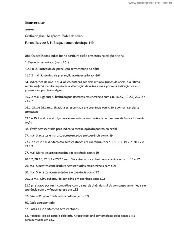 Partitura da música Aurora v.3