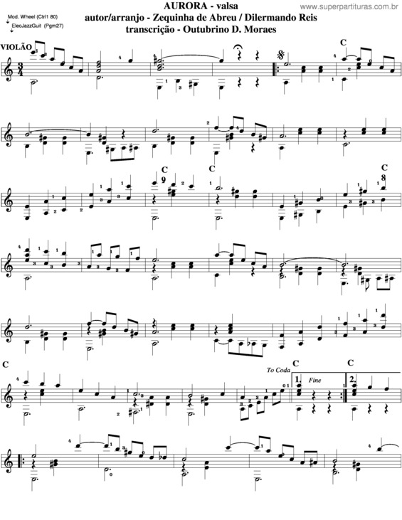 Partitura da música Aurora v.8