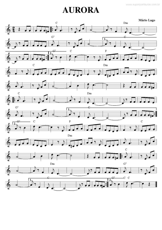 Partitura da música Aurora