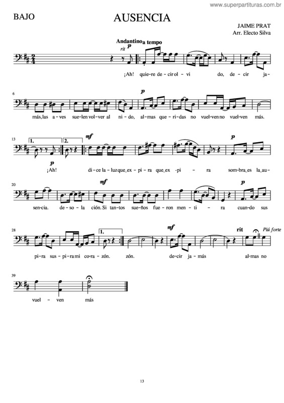 Partitura da música Ausencia v.11