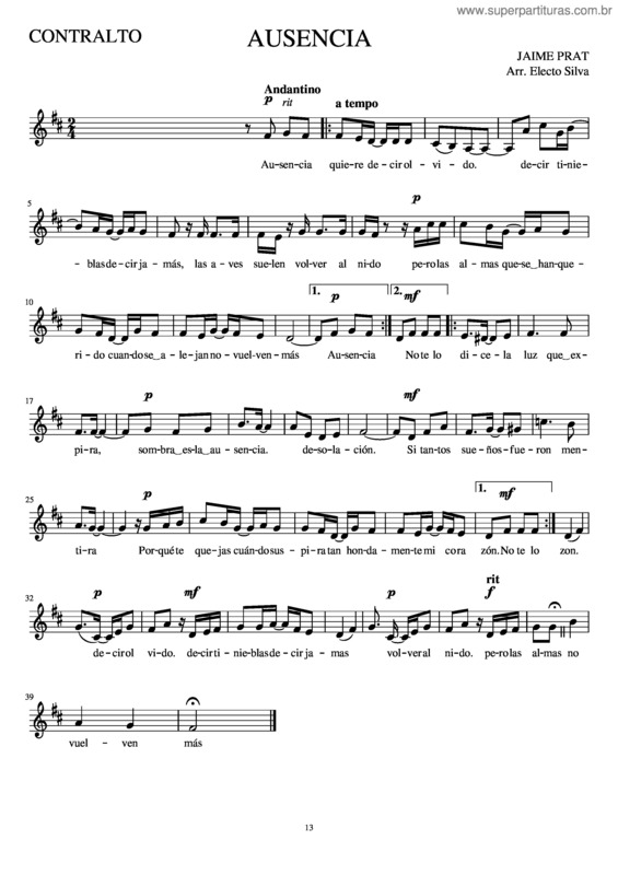 Partitura da música Ausencia v.12