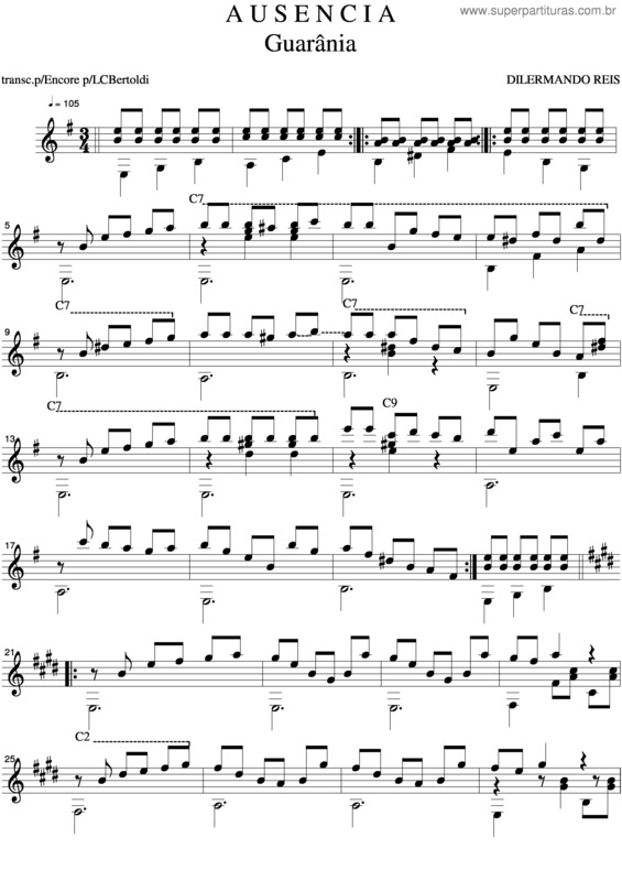 Partitura da música Ausência v.3