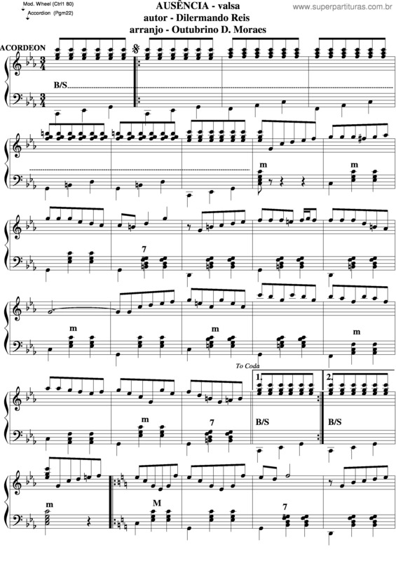 Partitura da música Ausência v.4