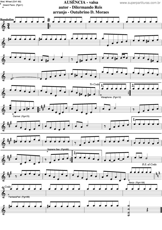 Partitura da música Ausência v.5